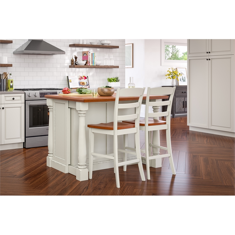 Catania Modern / Contemporary Wood Kitchen Island Set in Off White