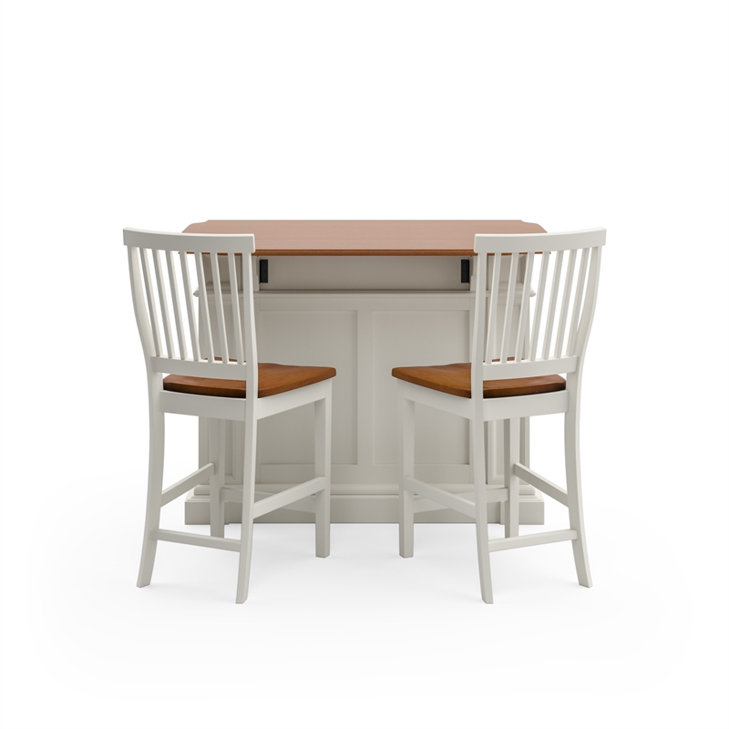 Catania Modern / Contemporary Wood Kitchen Island Set in Off White