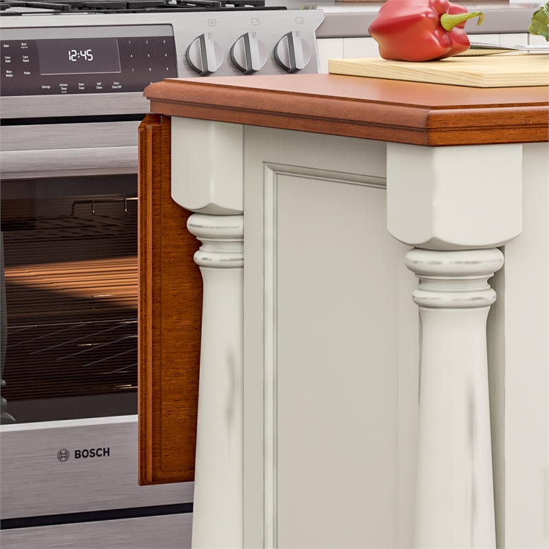 Catania Modern / Contemporary Wood Kitchen Island Set in Off White