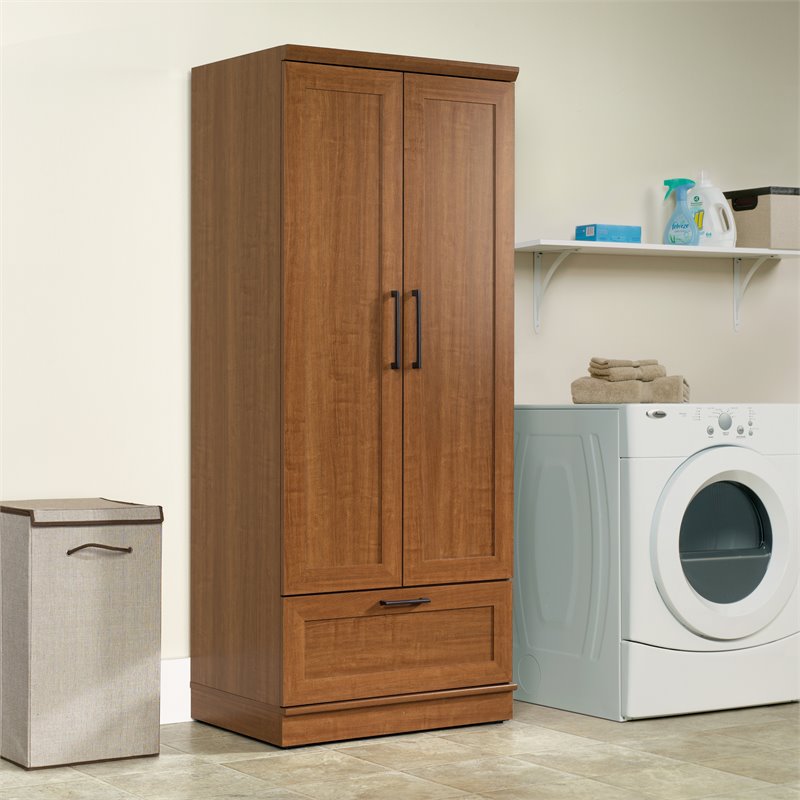 Catania 2-Drawer Wood Wardrobe Armoire with Drawer in Sienna Oak
