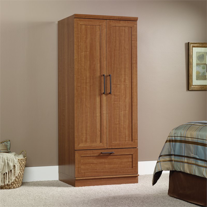 Catania 2-Drawer Wood Wardrobe Armoire with Drawer in Sienna Oak