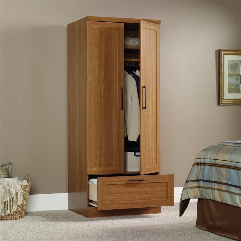 Catania 2-Drawer Wood Wardrobe Armoire with Drawer in Sienna Oak