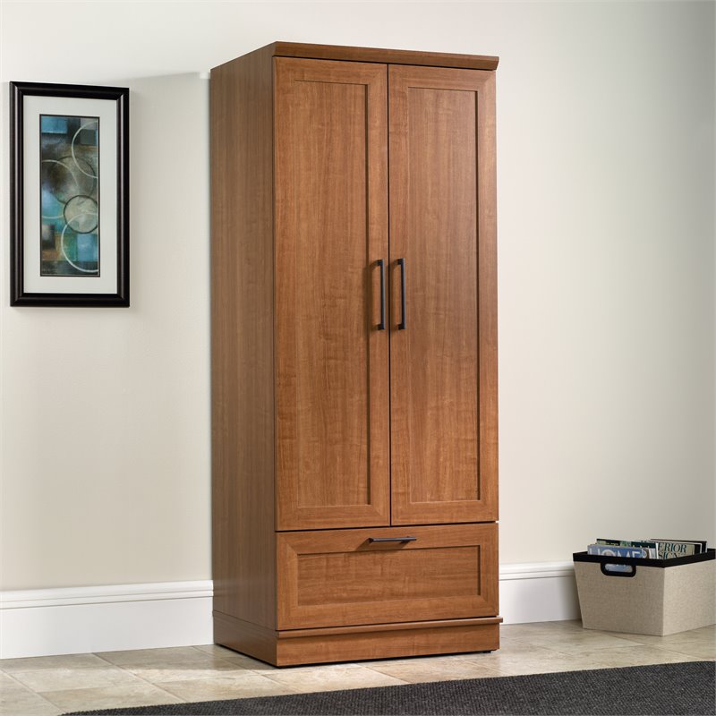 Catania 2-Drawer Wood Wardrobe Armoire with Drawer in Sienna Oak