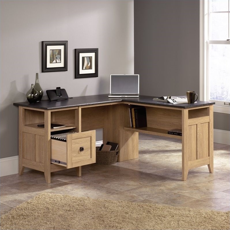 Catania Modern / Contemporary  Manufactured Wood L-Desk in Dover Oak Finish