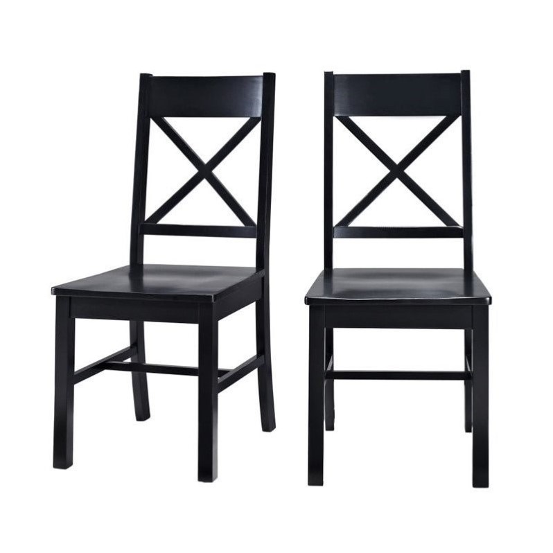 Catania Modern / Contemporary Wood Dining Chair in Black (Set of 2)