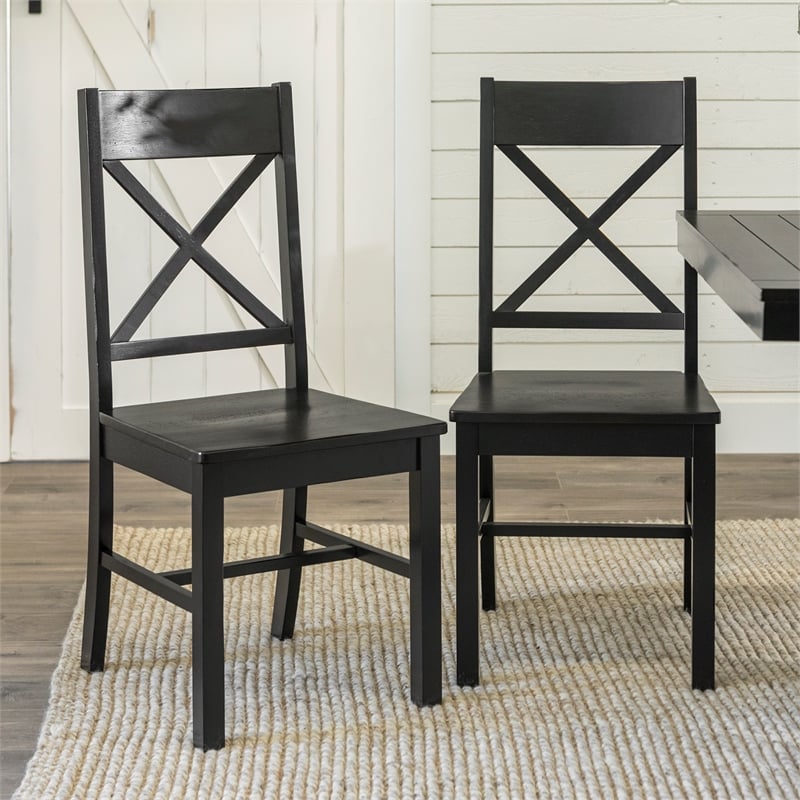 Catania Modern / Contemporary Wood Dining Chair in Black (Set of 2)