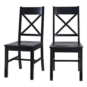 Catania Modern / Contemporary Wood Dining Chair in Black (Set of 2)