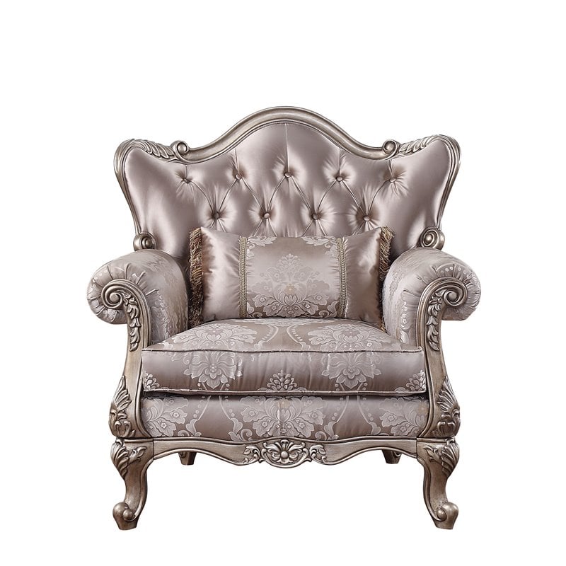 Catania Modern Fabric Tufted Chair with 1 Pillow in Champagne Beige