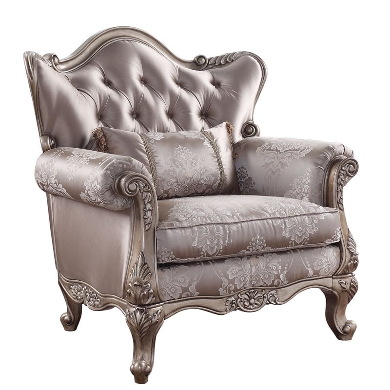 Catania Modern Fabric Tufted Chair with 1 Pillow in Champagne Beige