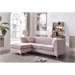 Catania Modern / Contemporary Velvet Sofa Chaise in Pink Finish