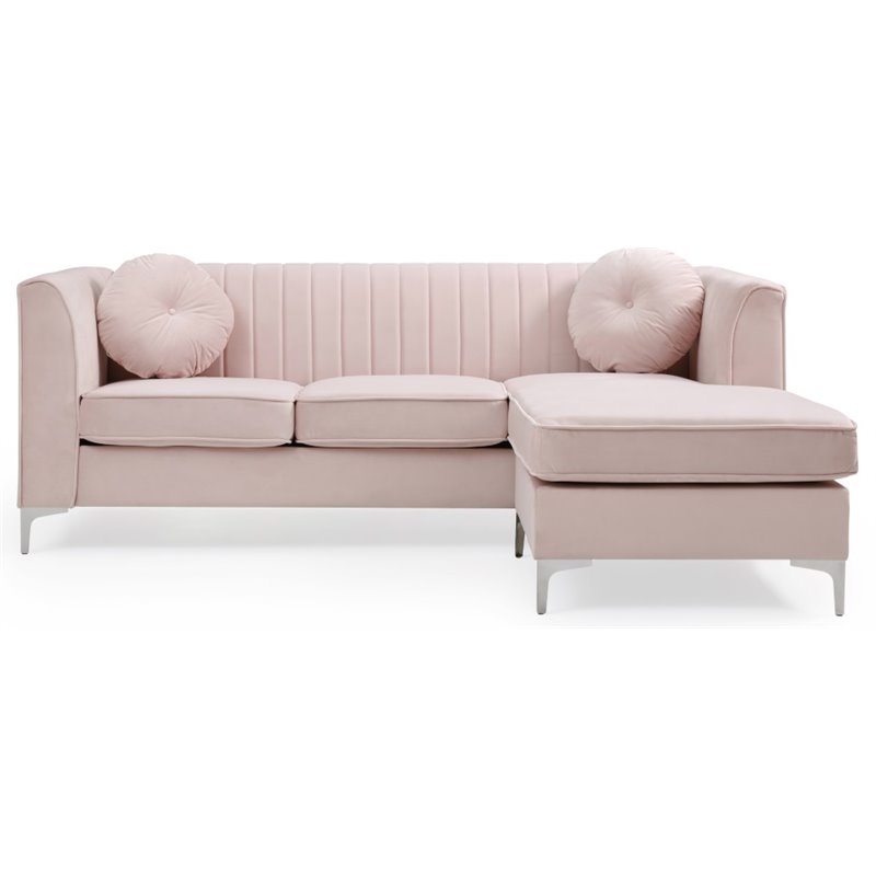 Catania Modern / Contemporary Velvet Sofa Chaise in Pink Finish
