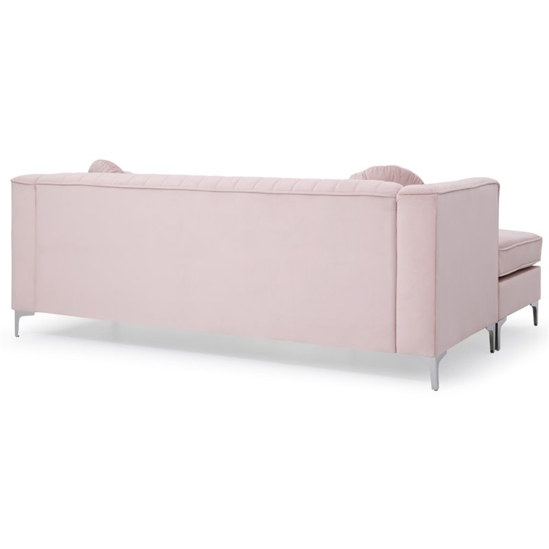 Catania Modern / Contemporary Velvet Sofa Chaise in Pink Finish