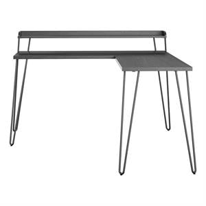 Catania Modern / Contemporary L Desk with Riser in Black Oak