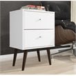 Catania 2-Drawer Mid-Century Solid Wood End Table in White/Brown