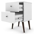 Catania 2-Drawer Mid-Century Solid Wood End Table in White/Brown