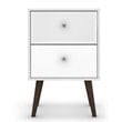 Catania 2-Drawer Mid-Century Solid Wood End Table in White/Brown