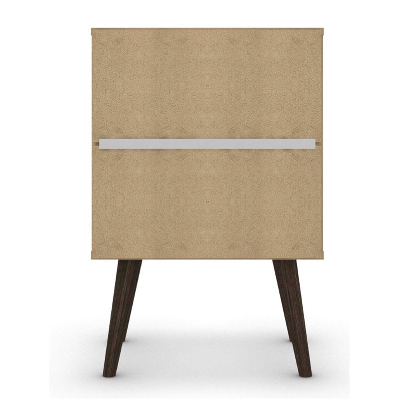 Catania 2-Drawer Mid-Century Solid Wood End Table in White/Brown
