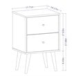 Catania 2-Drawer Mid-Century Solid Wood End Table in White/Brown