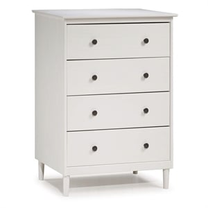 Catania Modern / Contemporary 4 Drawer Solid Wood Dresser in White