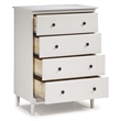 Catania Modern / Contemporary 4 Drawer Solid Wood Dresser in White