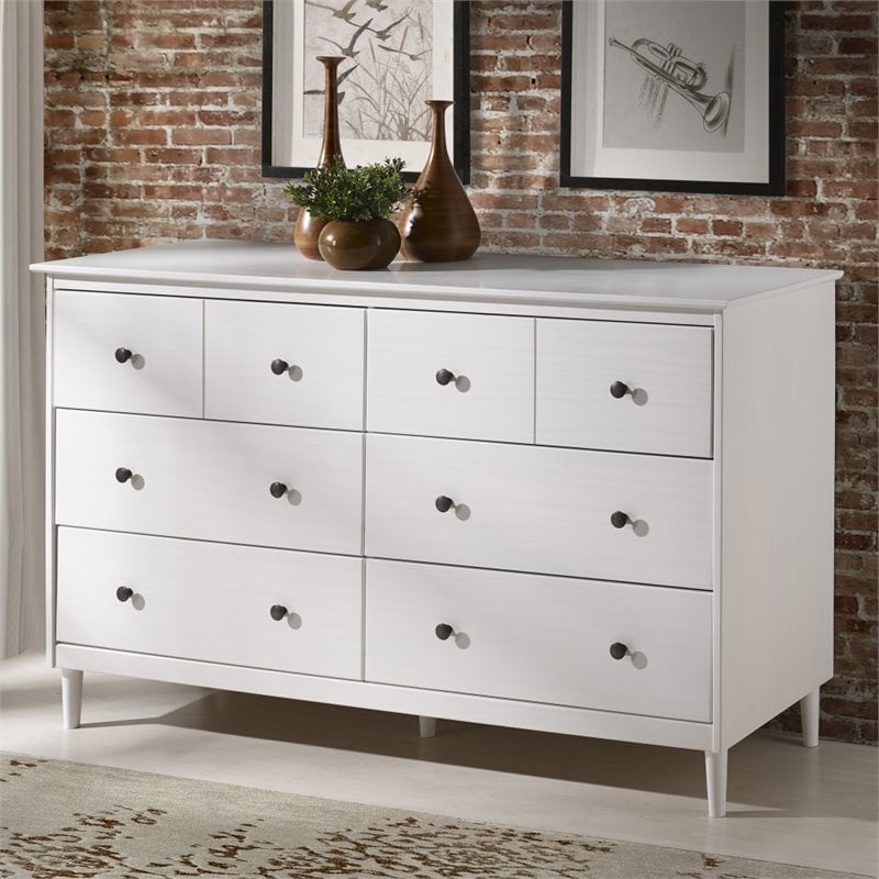 Catania Modern / Contemporary 6 Drawer Solid Wood Dresser in White