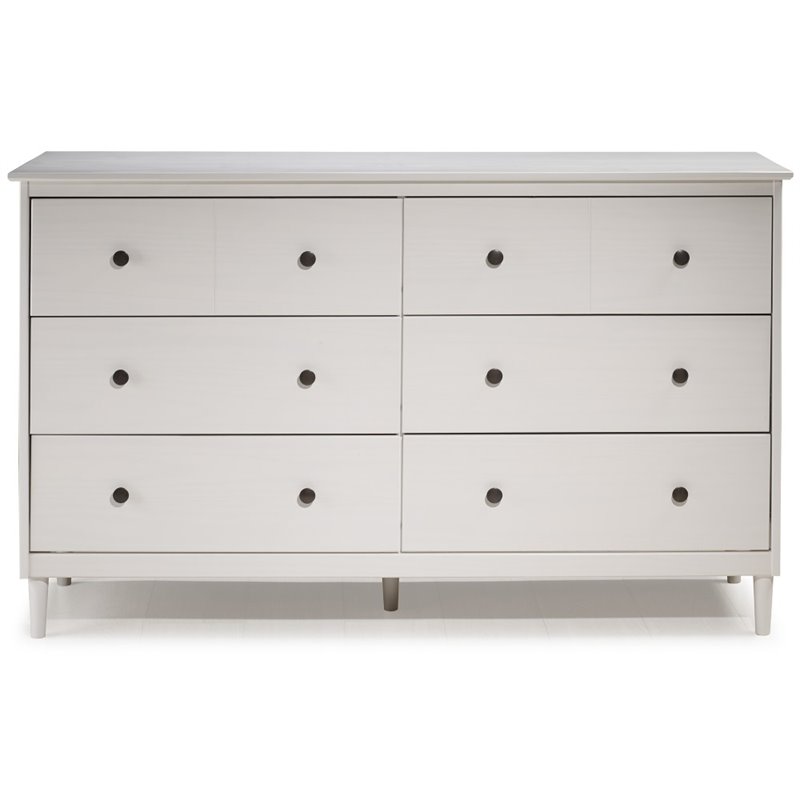 Catania Modern / Contemporary 6 Drawer Solid Wood Dresser in White