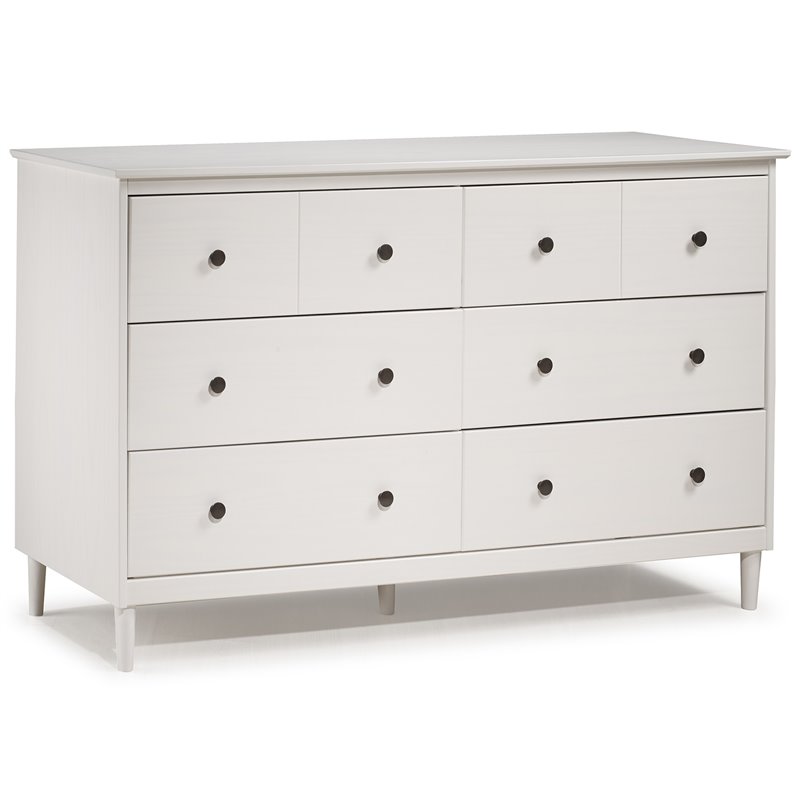 Catania Modern / Contemporary 6 Drawer Solid Wood Dresser in White