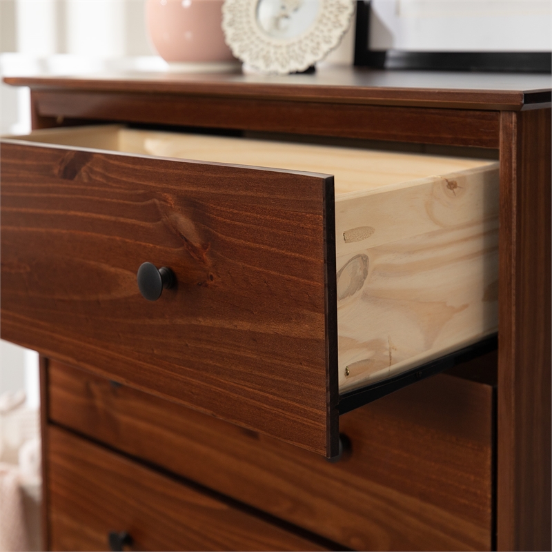 Catania Modern / Contemporary 4 Drawer Solid Wood Dresser in Walnut