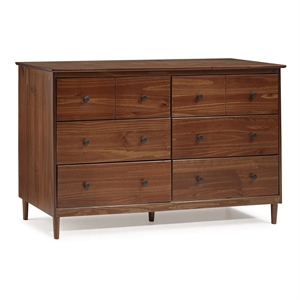 Catania Modern / Contemporary 6 Drawer Solid Wood Dresser in Walnut
