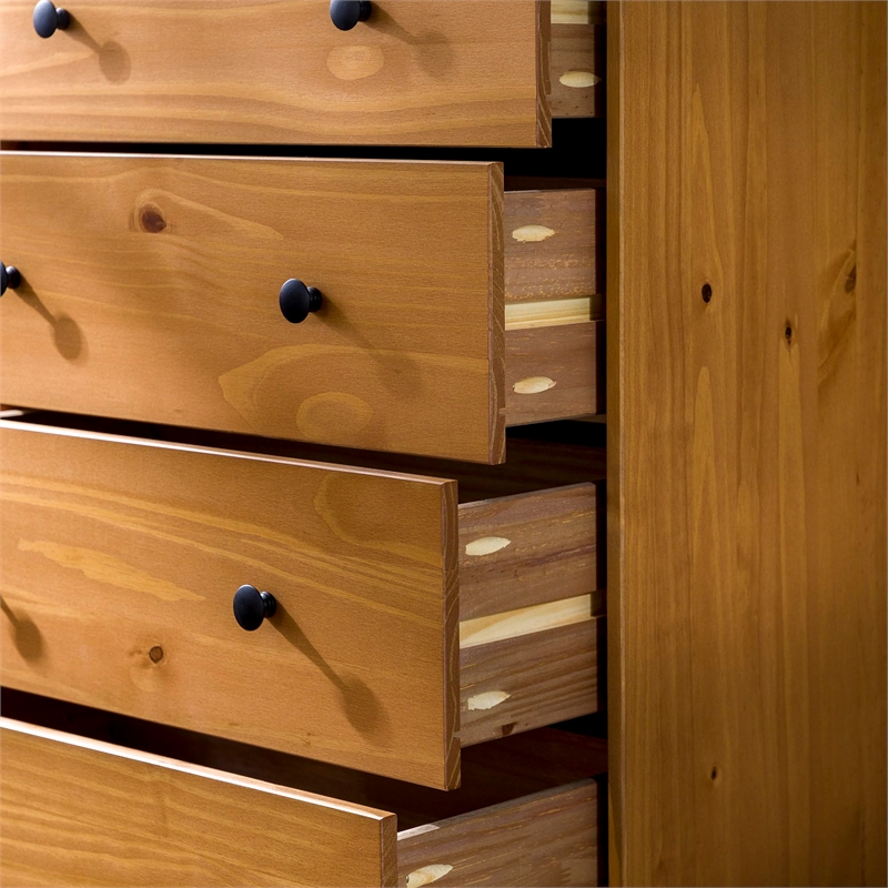 Catania Modern / Contemporary 4 Drawer Solid Wood Dresser in Caramel