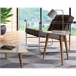 Catania Contemporary Solid Wood End Table in White Gloss/Brown