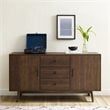 Catania 3-Drawer Mid-Century Wood Sideboard Buffet Cabinet in Brown