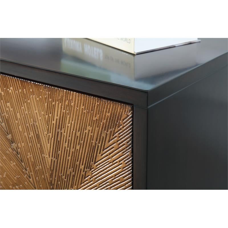 Catania Modern Brown with Antique Gold Accents Wood Sideboard