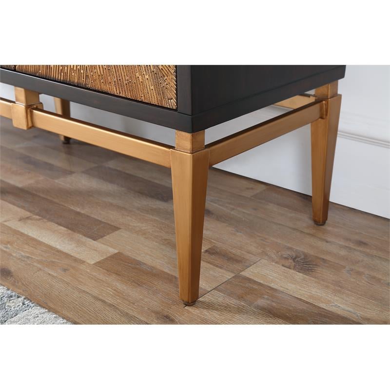 Catania Modern Brown with Antique Gold Accents Wood Sideboard