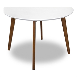 Catania Modern 43&quot Solid Wood Round Dining Table in Walnut/White