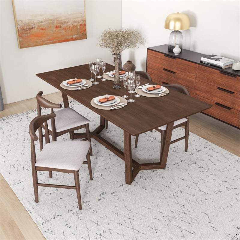 Catania Mid Century Modern Style Solid Wood Walnut 71