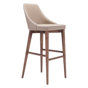 brika home faux leather bar stool in beige