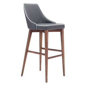 brika home faux leather bar stool in dark gray