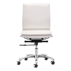 brika home modern leatherette armless office chair in white