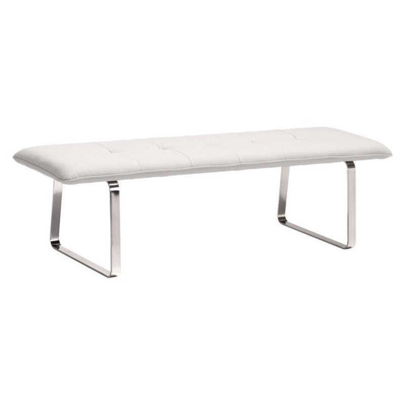 Brika Home Faux Leather Bench in White