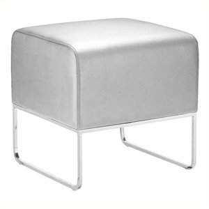 brika home faux leather ottoman in silver