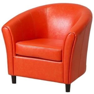brika home faux leather barrel club chair in orange