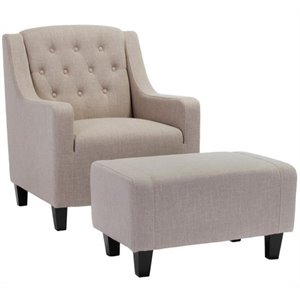 brika home accent chair with ottoman in beige