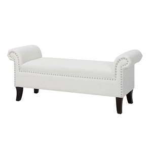 brika home roll arm entryway accent bench in bright white