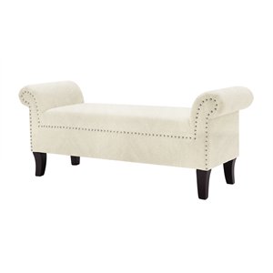 brika home roll arm entryway accent bench in sky neutral