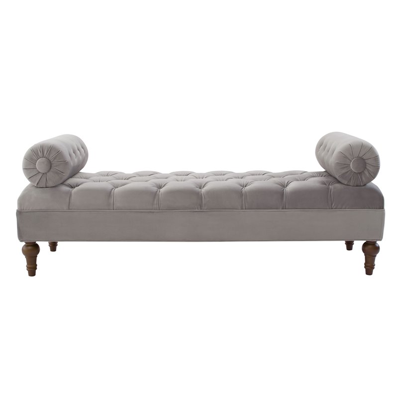 Brika Home Bolstered Lounge Entryway Bench in Opal Gray