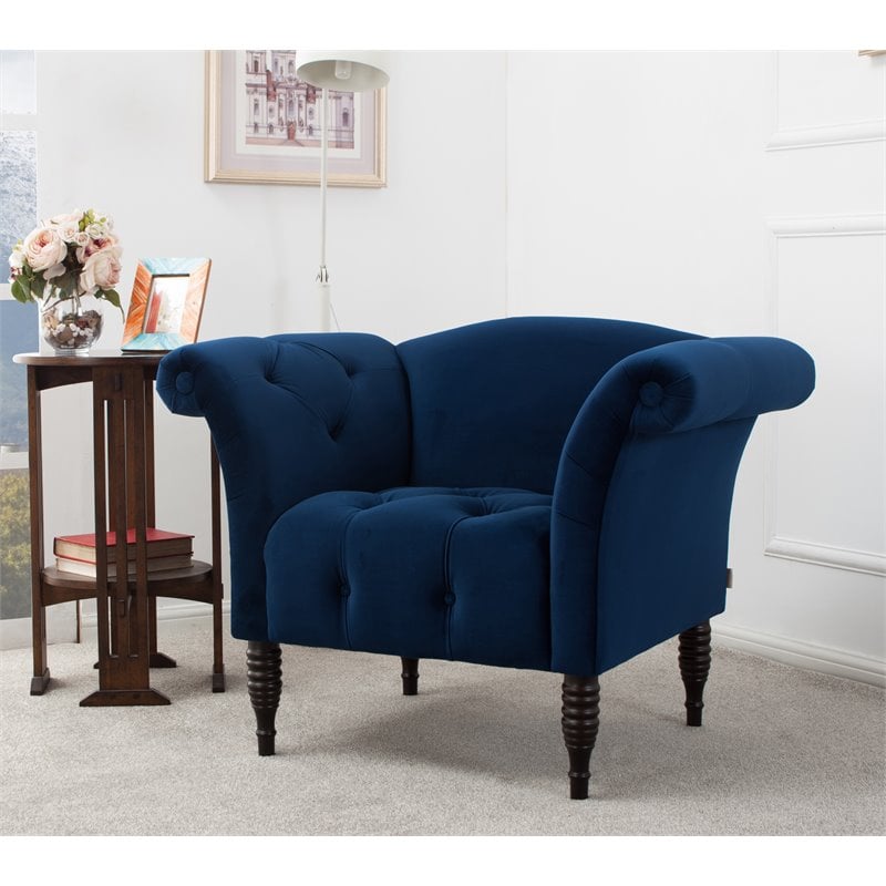 Brika Home Roll Arm Accent Chair in Navy Blue 680270601680 ...