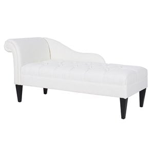 brika home tufted roll arm chaise lounge in antique white