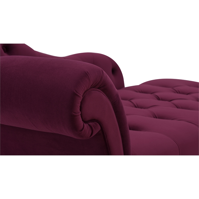 Brika Home Tufted Roll Arm Chaise Lounge in Burgundy ...