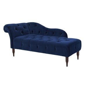 brika home tufted roll arm chaise lounge in navy blue